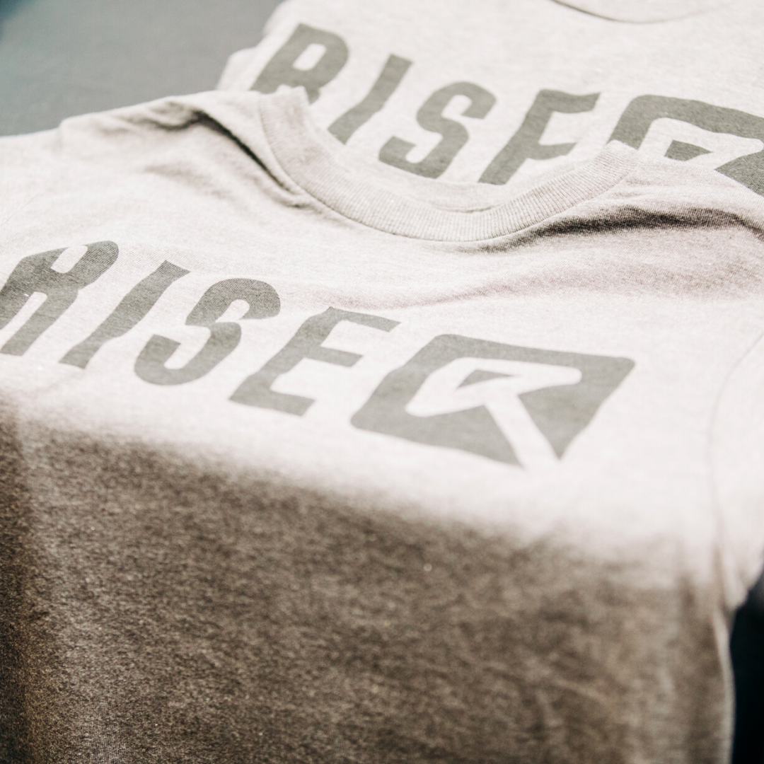 RISE black on gray t-shirt