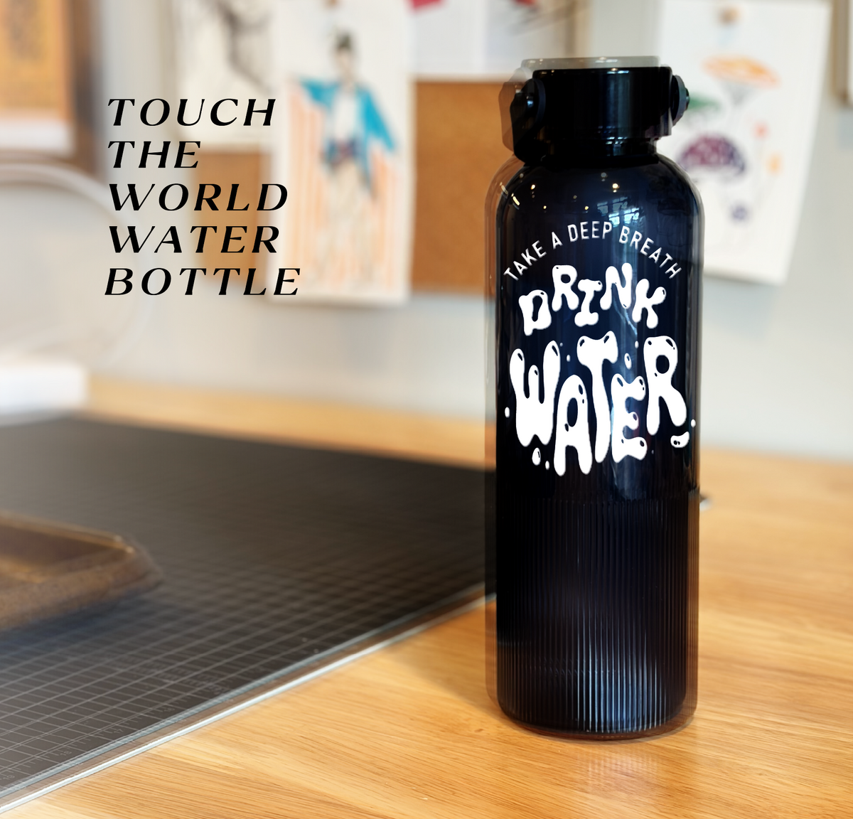 touchtheworld navy blue water bottle